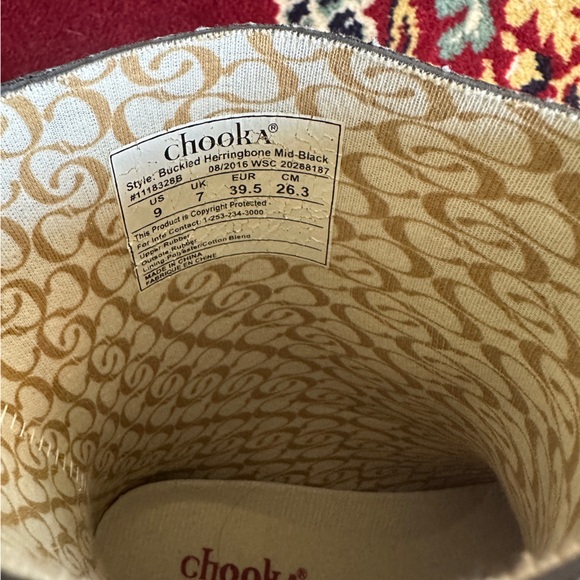 Chooka Buckled Herringbone Mid Black Rain Boots, Size 9 - Picture 4 of 5